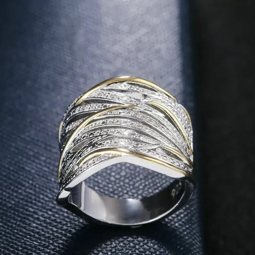 Gorgeous Two Tone 925 Silver Stamped Ring! - Picture 6 of 7